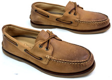 Sperry Gold Cup Authentic 2-Eye Boat Shoes Mens 9 Brown Burnished Leather - NEW picture