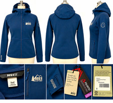REI Co-op Hyperaxis Fleece Hoodie Women’s S Blue Full Zip Hooded Pockets Raglan picture