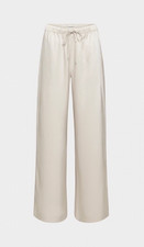 Topshop Ivory Solid Wide Leg Pants Elastic Waist Drawstring Regular US 8 picture