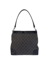 GUCCI 143745 Shoulder Bag Black Black SilverHardware GG canvas/leather GG picture