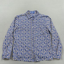 J. McLaughlin Shirt Womens XL Blue Geometric Print Button Front Long Sleeve Top picture