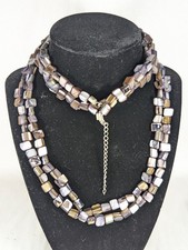 Double Stranded Mother of Pearl Abelone Necklace VTG Handmade Artisan picture
