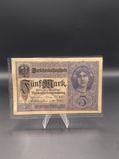 1917 - Germany 5 Mark - Darlehnekassenschein State Loan Bank Note V F picture
