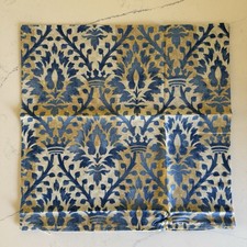 FRETTE 100% Cotton Pillow Shams  Made in Italy Set Of 2 Blue, Cream, Tan, & Gold picture