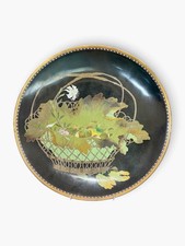 A Fine Japanese Gold-Wire Cloisonné Charger with Fruit & Mantis, Meiji Period picture
