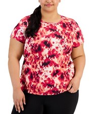 NWT Ideology Women's Relaxed Short Sleeve Tie Dye Tee Pink Size 1X $30 JJ387 picture