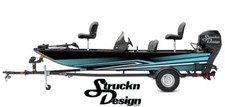 Retro Teal Tech Swirled Lines Black Vinyl Graphic Decal Kit Fish Boat Wrap USA picture
