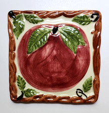 NEW Franciscan Apple Ceramic Trivet Hot Plate Square Cottagecore Farmhouse picture