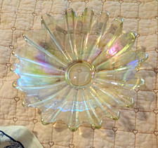 Vintage carnival glass clear iridescent petal style bowl picture
