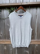 John Blair V-Neck Sweater Vest Size L Gray Cotton Blend picture