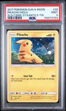 2017 POKEMON SUN & MOON PIKACHU HOLO PSA 9 MINT KANTO COSMOS #28 picture