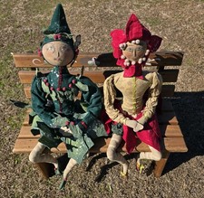 Joe Spencer Holly & Poinsettia Sprite Flower Dolls Gathered Traditions Folk Art picture