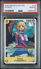 Graded 2025 One Piece Stussy #110 OP13 EN Trading Card Game PSA 10 Gem Mint picture
