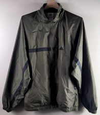 Vintage Adidas Full Zip Nylon Windbreaker Packable Green Black Size Large picture