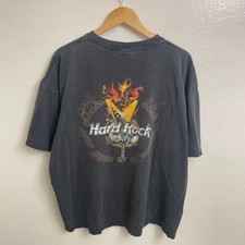 Vintage 1998 Hard Rock Cafe Graphic Hawaii Honolulu T-Shirt Black Flame Guitar picture