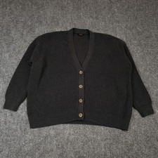 Quince 100% Organic Cotton Oversized Boyfriend Cardigan Charcoal Womens Large picture