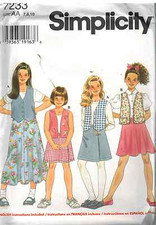 7233 Vintage Simplicity SEWING Pattern Childs Vest Skirt UNCUT Casual Play OOP picture