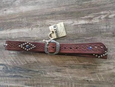 RRL Double RL RRL Brown Leather Belt Gemstone Accents Antiqued Buckle Size 34 picture