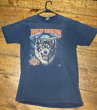 Vintage 1991 Harley Davidson 3D Emblem Wolf Tee L Rare T-Shirt Sturgis 93 picture