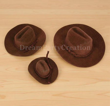 MINI BROWN Felt COWBOY HAT Western Wedding Party Favor Choose Size & Pack Amount picture