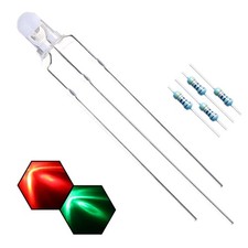 100pcs 3mm Red & Green Lights Bi-Color LED Diodes Common Anode Clear Roun picture
