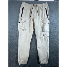 WXYZ Los Angeles Mens Khaki Cargo Jogger Pants Tan XL Zipper Pockets Utility picture