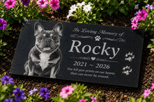 Personalized Cat Memorial Stone Granite Grave Marker Photo Engraved 6x12 picture