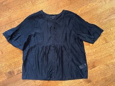 EUC - J. Crew Pintuck Pleated Silk Blend Button Front Blouse - Size Large picture