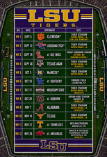 LSU Tigers 2026 Football Schedule Poster Multiple Size Avail. V2 GEAUX TIGERS picture