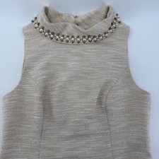 Lilly Pulitzer Gold Metallic Tweed Pearl Neck Shift Dress Size 6 picture