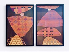 Mid Century Modern Style Framed Prints with Fabulous and Unusual Colors 17x25.5