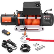 Uimoso 12V Electric Winch 13500 lbs with 80 ft Synthetic Rope for Trucks picture