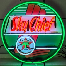 Texaco Sky Chief Oil Neon Sign Wall Mount Red Green Neonetics 24