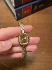 Gruen vintage 14k gold ladies watch gold watch face, manual dial American made picture