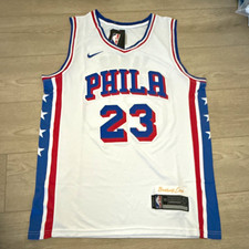 Nike NBA Philadelphia 76ers LeBron James #23 White Swingman Jersey Size 50 picture