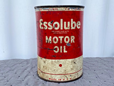 Vintage c. 1930's - 1940's ESSO ESSOLUBE Motor Oil Metal Tin Can Standard Oil picture