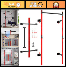 Folding Squat Rack with Adjustable Pull-Up Bar, 1000 lbs Capacity, Wall-Mounted picture