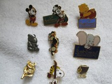 LOT of 9 - Highly COLLECTIBLE / Vintage metal - 8 Disney 1 Norman Rockwell pins picture