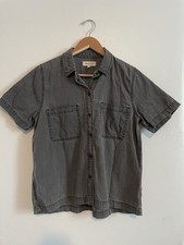 madewell grey chambray cotton button-up collared short sleeve shirt size medium picture