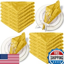 Aormenzy 50 Pack Gold Satin Cloth Napkins 17 x 17 inches picture