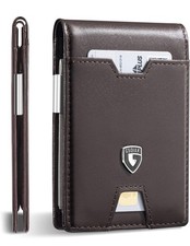GSOIAX Men's Slim RFID Blocking Leather Wallet with Removable Money Clip and 11 picture