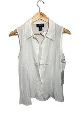 Vintage Finity Silk Sleeveless Top Y2K 90s Sz 8  Classic Minimalist Button Flaw picture