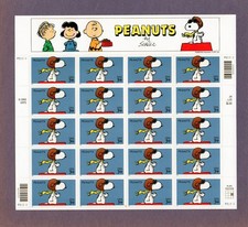 U.S. COMM PANE OF 20 SCOTT#3507 2001 34ct PEANUTS COMIC STRIP MNH P#P22222 picture