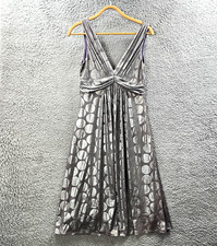 Vintage Studibaker Womens A-line Midi Dress Size 12 Grey Siver Spot Strech Knit picture