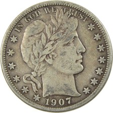 1907 O Barber Silver Half Dollar F Fine 50c Coin Collectible picture