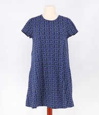 J. MCLAUGHLIN Navy Geo Print A-Line Swing Dress Amelia Cloth Short Sleeve Size L picture