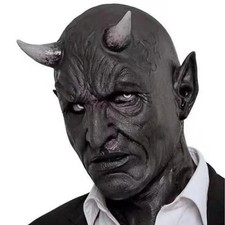 Demon Horn Latex Full Head Mask Horror Devil Halloween Cosplay  picture