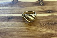 Estate 10KT  Gold Diamond-Cut 3D Domed Chunky Cigar Band Ring Size 8.5 picture