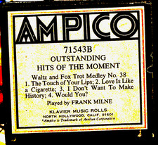 AMPICO Recut OUTSTANDING HITS OF MOMENT Fcx Trots+ No.38 Milne Player Piano Roll picture