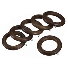 6Pcs 2.75 Inch Wooden Curtain Drapery Rings Hook for Curtain Drapery Rod Walnut picture